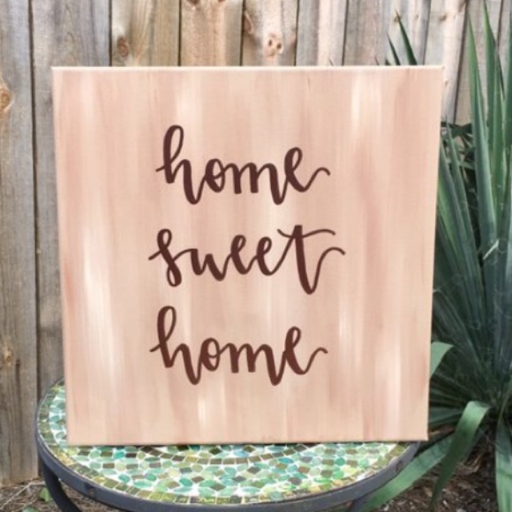 Calligraphy Home Sweet Home Canvas Home Decor